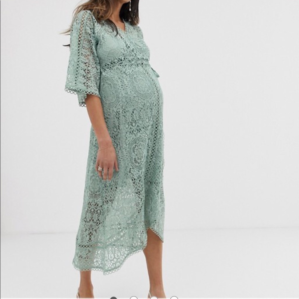 ASOS Maternity Lace Wrap Midi Dress